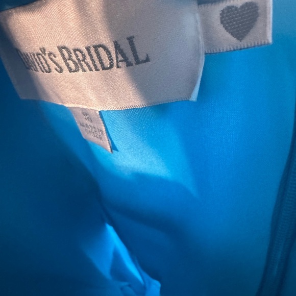 David’s Bridal Strapless Crinkle Chiffon Bridesmaid Dress size 16 Color Blue - Picture 5 of 14